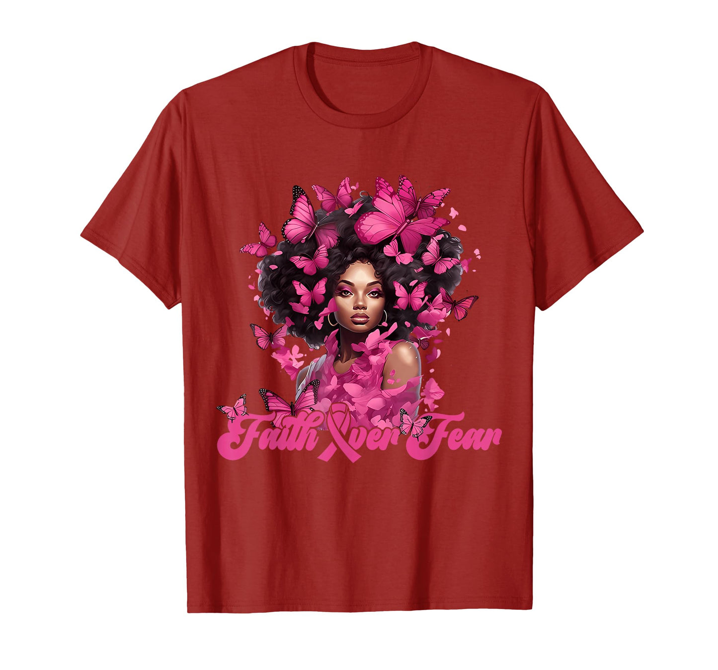 Faith Over Fear Breast Cancer Awareness Black Women Melanin T-Shirt