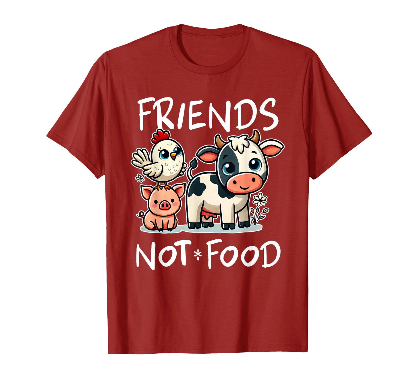 Friends Not Food Funny Vegan Vegetarian Cute Animals Gift T-Shirt