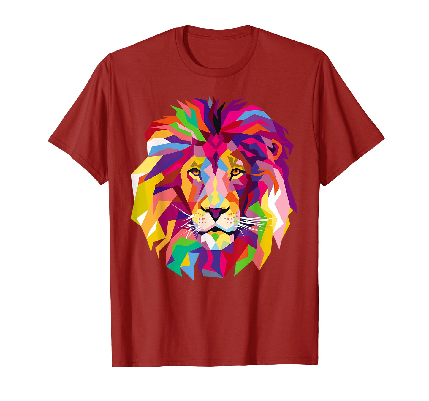 Elegant, Cool Lion Head Design with Bright Colorful T-Shirt