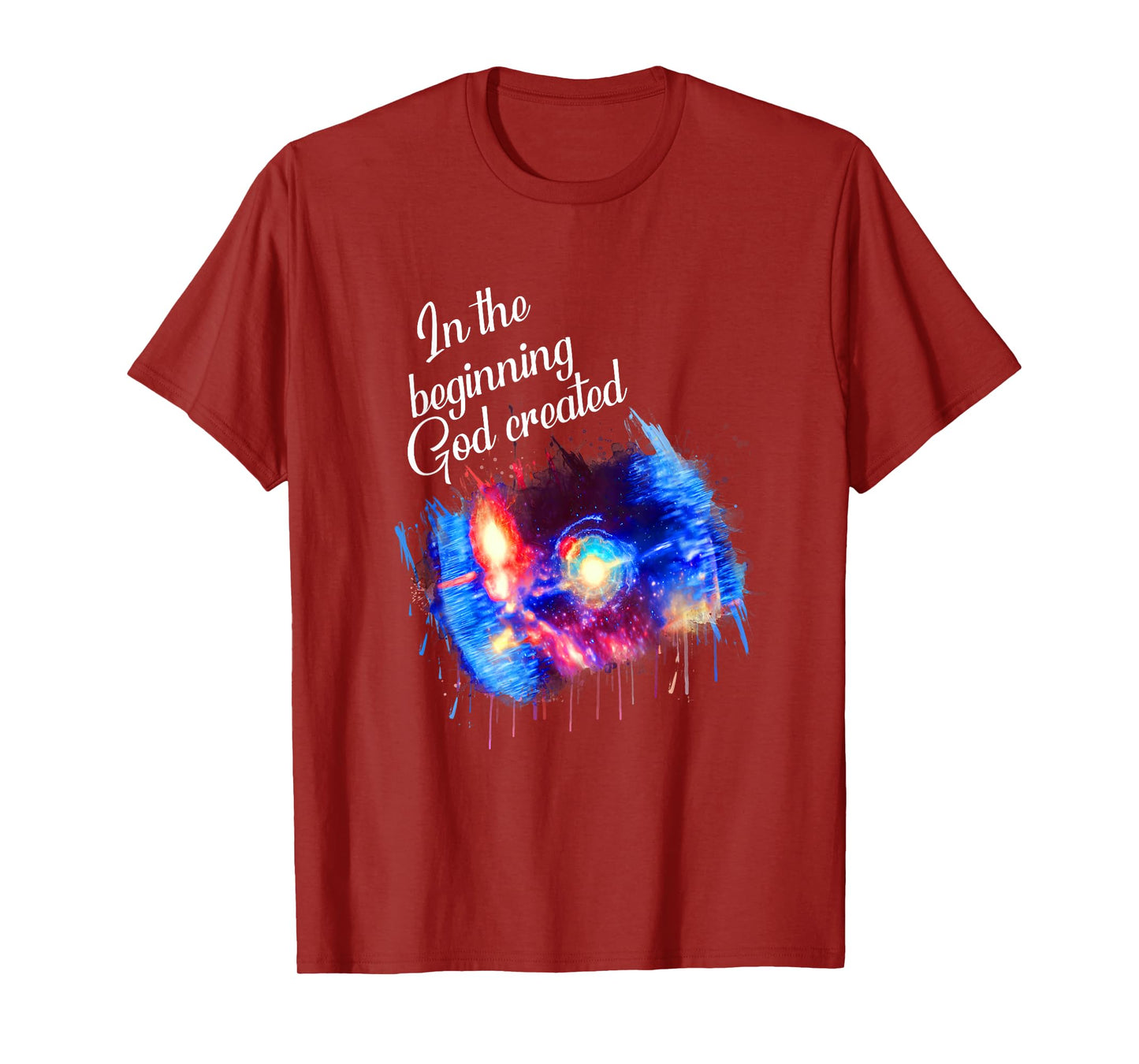 Galaxy Space Spark In the Beginning God Created Christian T-Shirt
