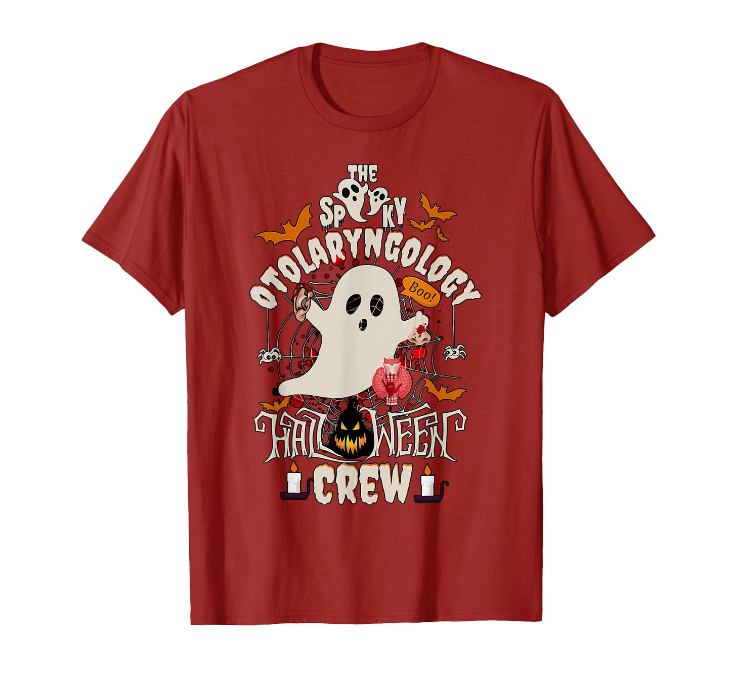 Spooky Otolaryngology Halloween Crew Ear Nose Throat Nurse T-Shirt