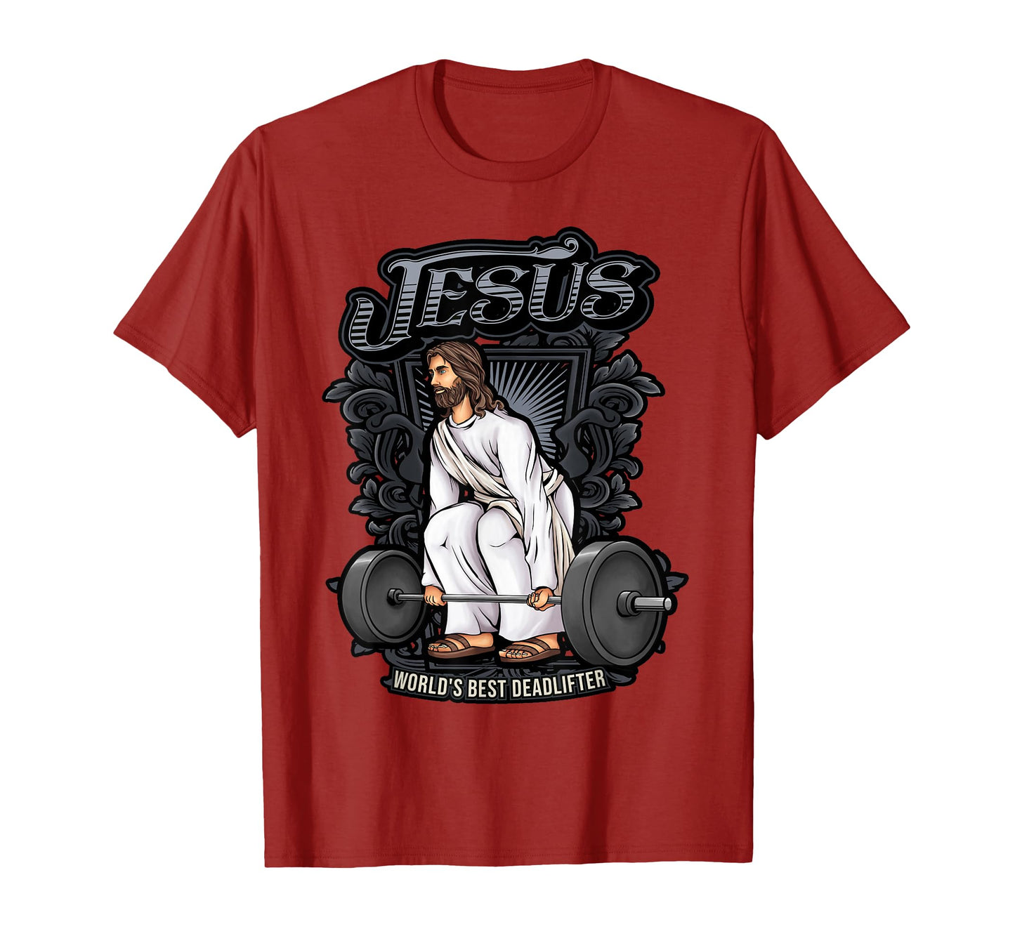 Christian Gifts by Alexis Mae Funny Jesus Weight Lifting Graphic Christian Pun Gym Gag T-Shirt
