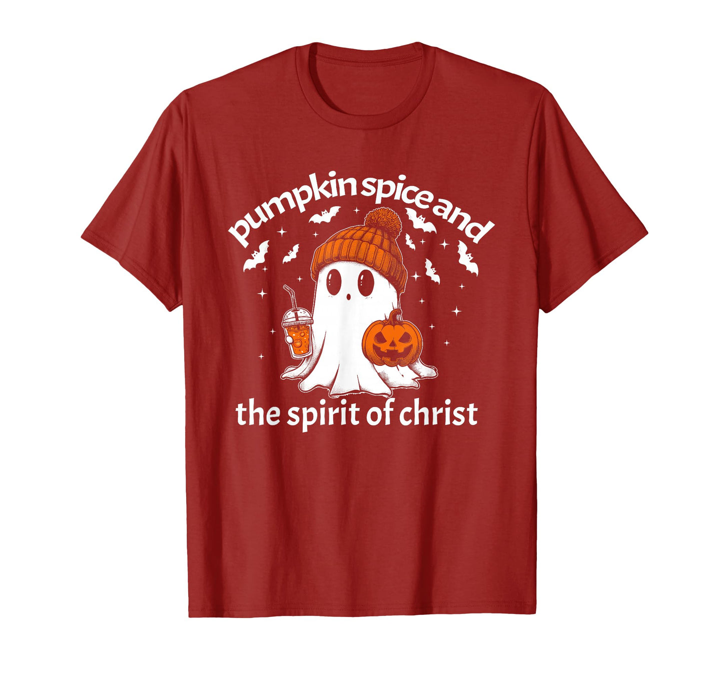 Pumpkin Spice and The Spirit of Christ Funny Ghost Halloween T-Shirt