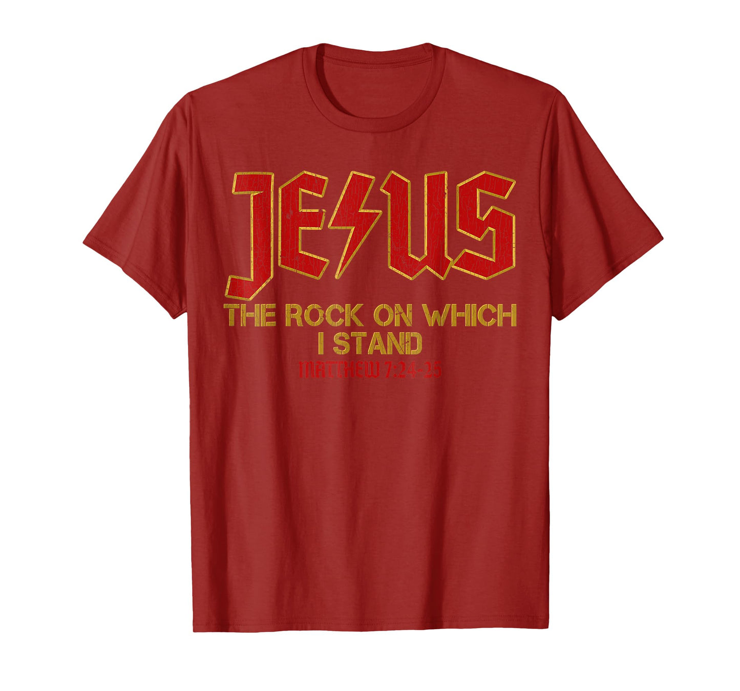Vintage Retro Christian Jesus Rock Band Matthew 7:24 Retro V T-Shirt