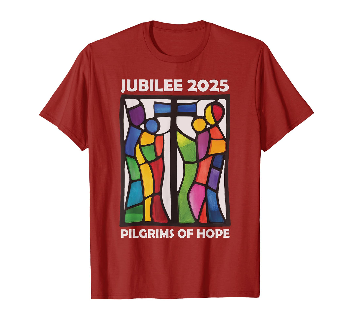 Catholic Jubilee 2025 Stained Glass Pilgrims Of Hope T-Shirt