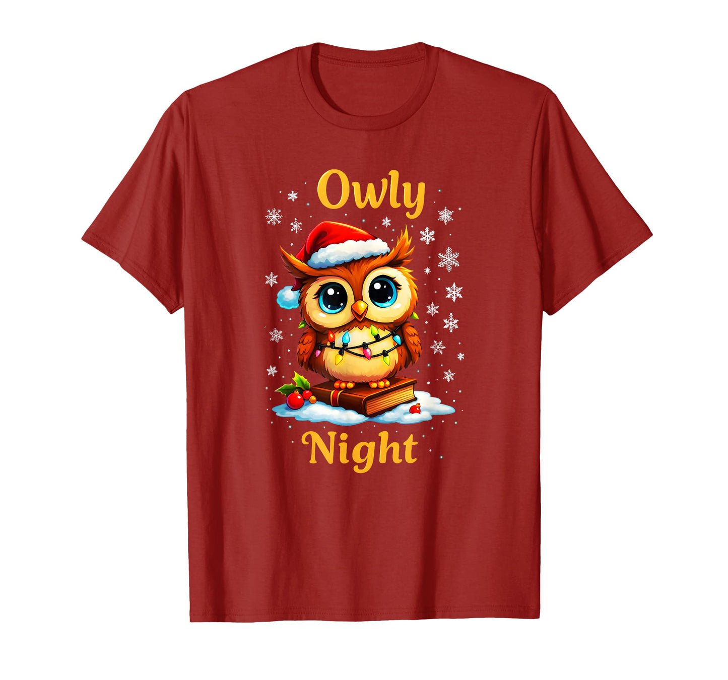Owly Night Christmas Owl Snowflakes Bible Christian Religion T-Shirt