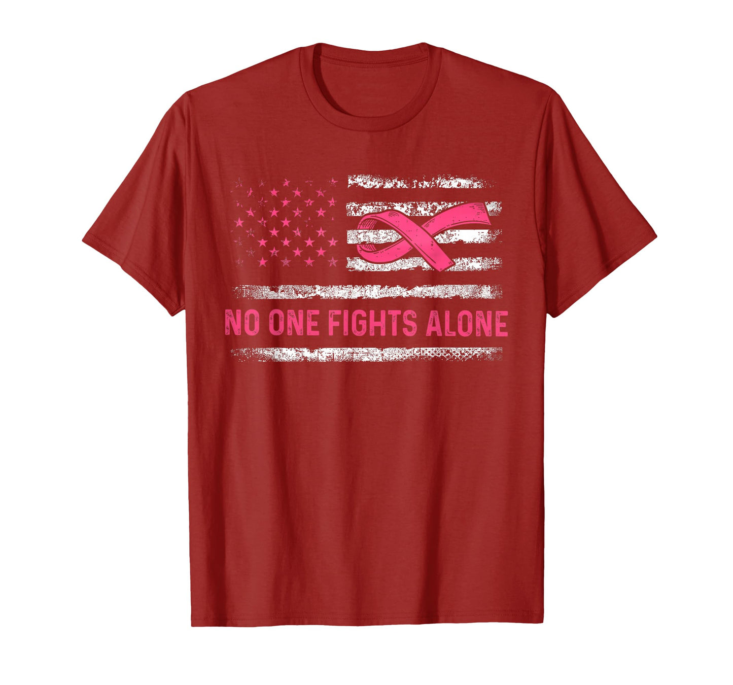 Alone American Flag Pink Ribbon T-Shirt