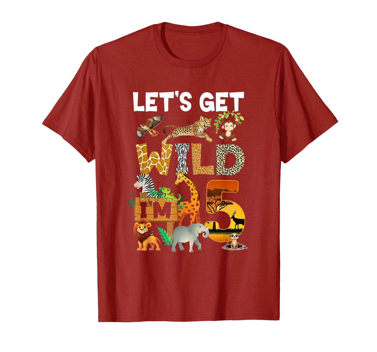 5 Year Old Zoo Birthday Safari Jungle Animal 5Th Bday T-Shirt