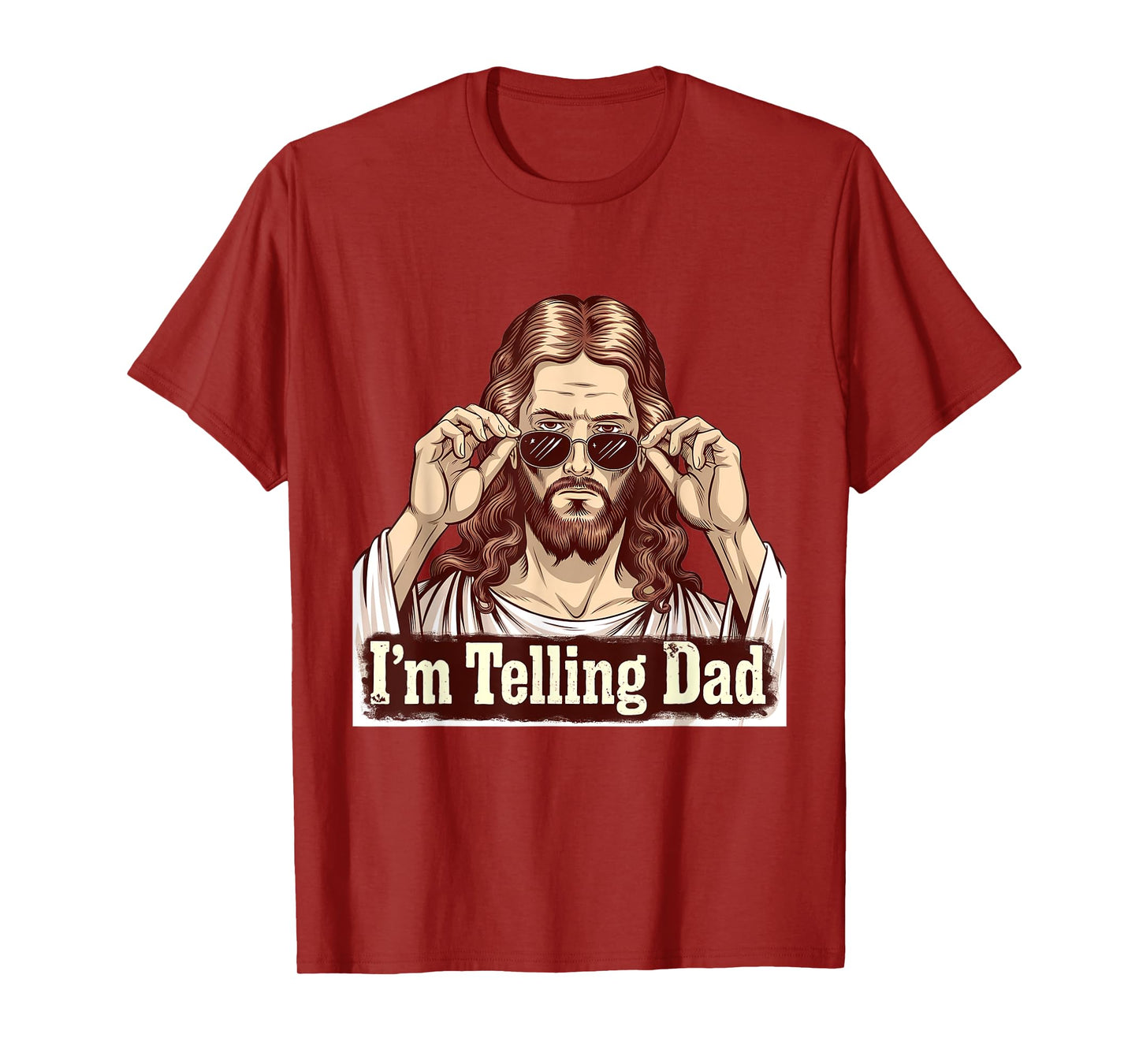 Funny I'm Telling Dad Retro Religious Christian Jesus T-Shirt