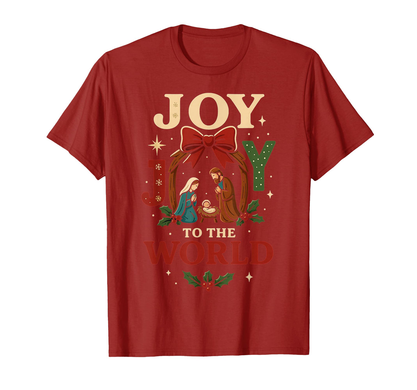 Faithful Christmas Joy to The World Nativity Scene T-Shirt