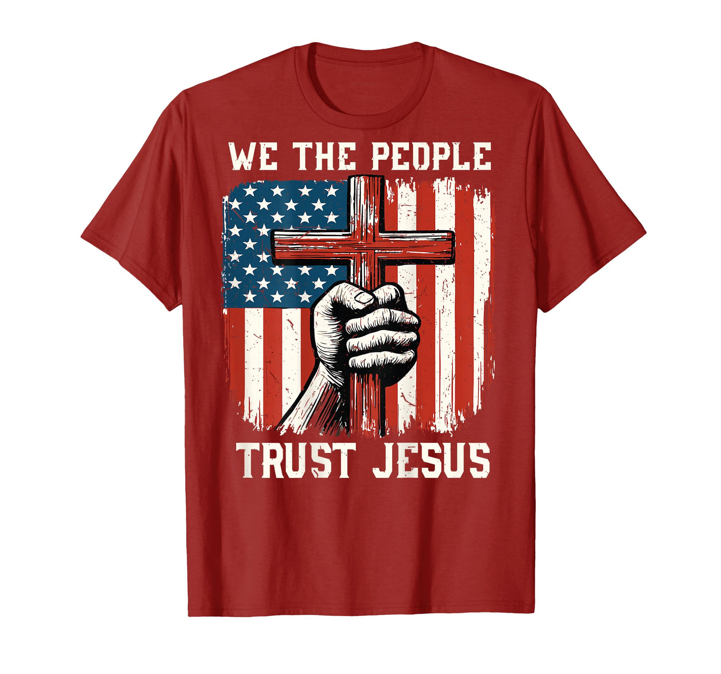 On-Back We The People Trust Jesus Patriotic Christian Faith T-Shirt