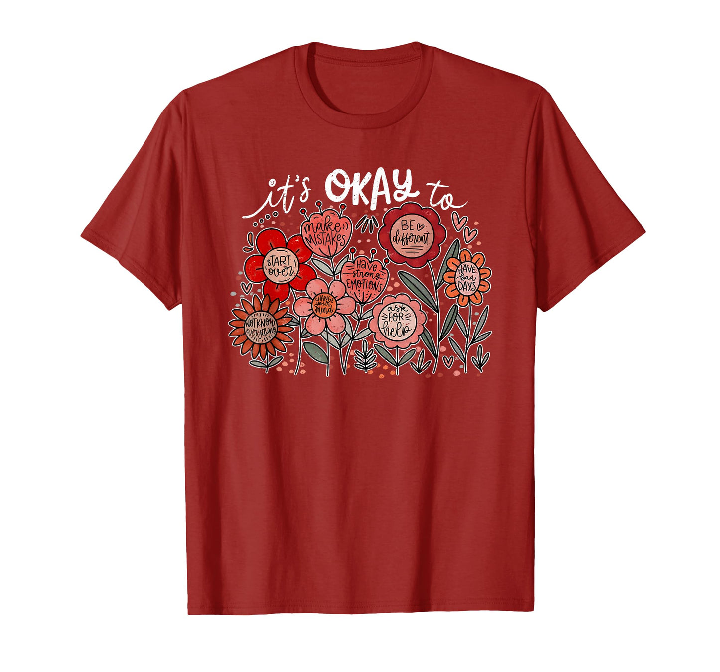 It's Okay To Make Mistakes, Boho Floral Motivational T-Shirt