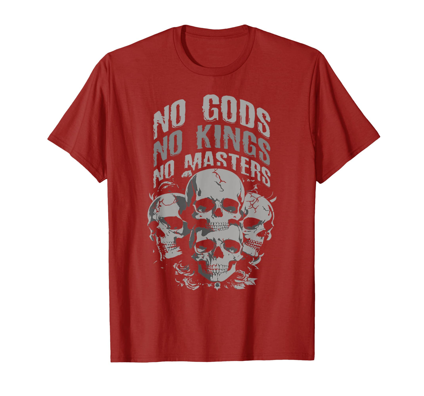 Funny Skull Design No Gods, No Kings, No Masters Tee T-Shirt