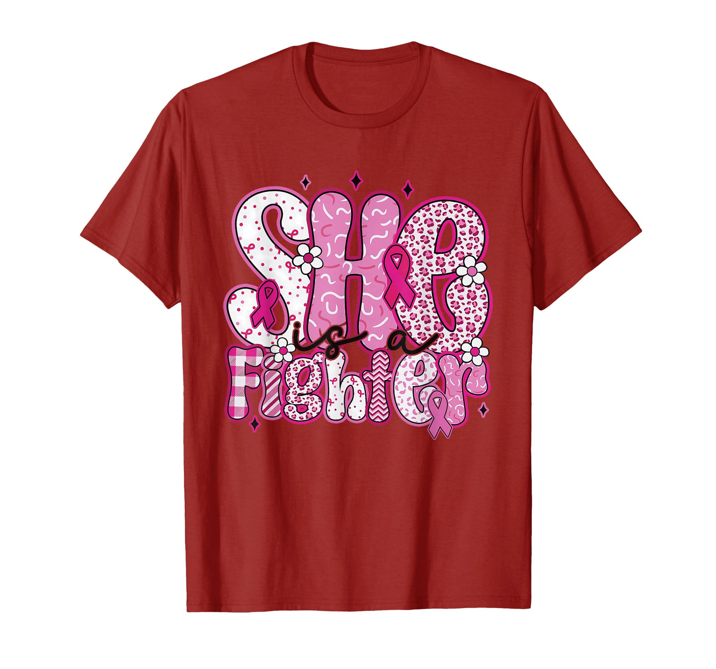 She is A Fighter Breast Cancer Wear Pink Warrior Christian T-Shirt