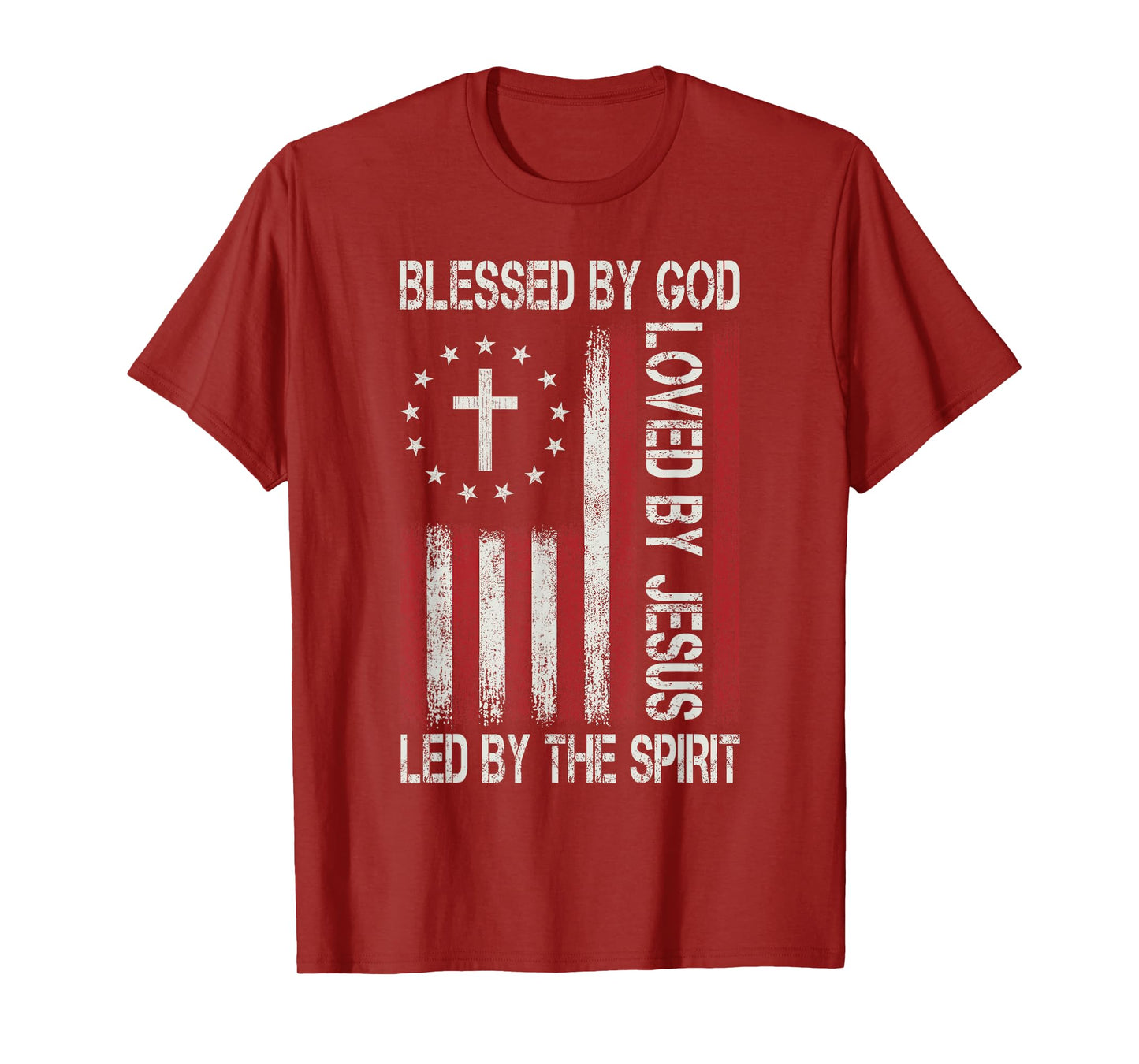 Blessed By God Loved By Jesus Christian Faith Flag Religious T-Shirt