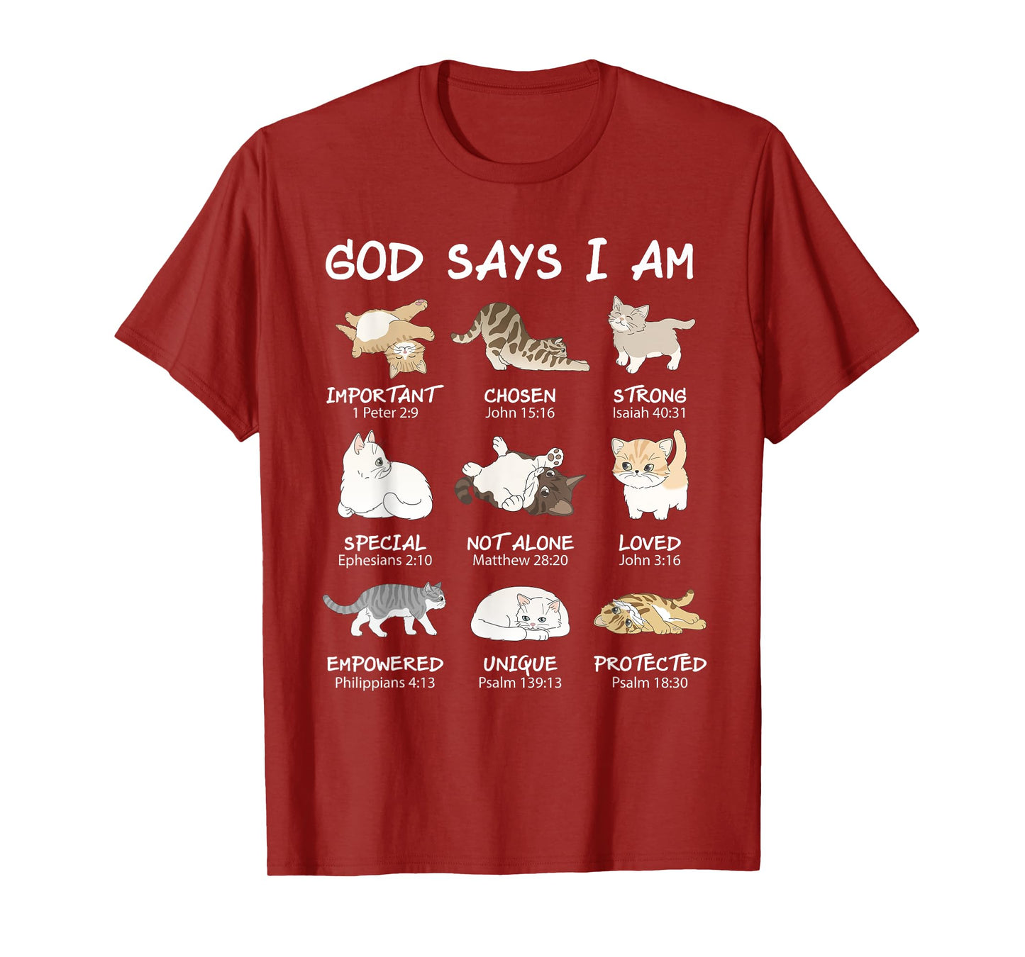 Funny Cat Girls Teens Kids God Says I Am Christian Cat Lover T-Shirt