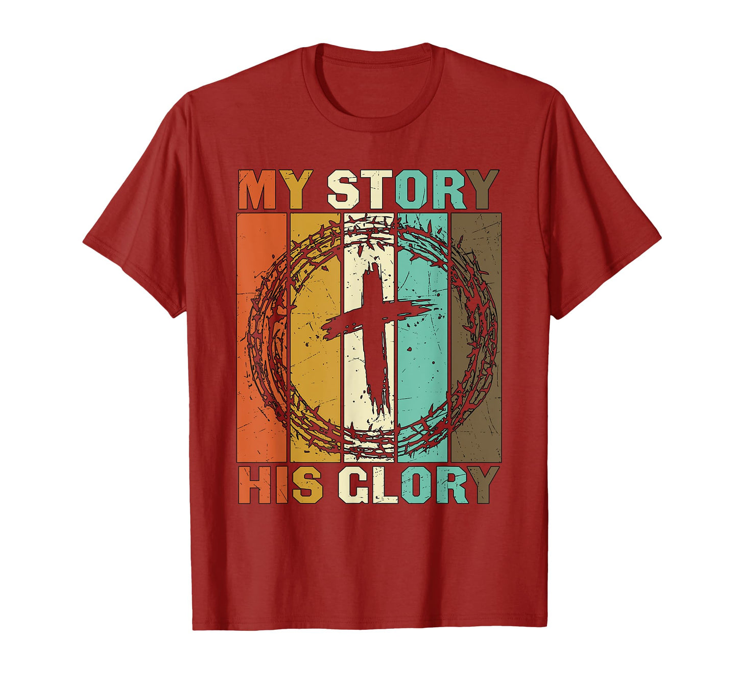 Vintage My Story His Glory Inspirational Christian Cross T-Shirt
