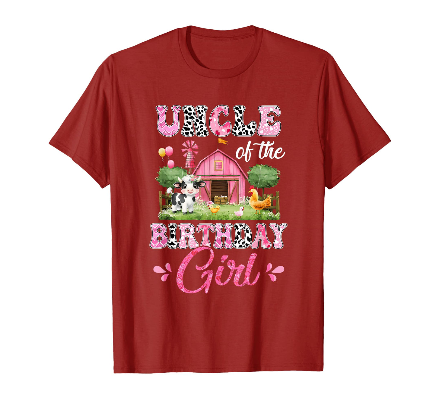 Uncle Of The Birthday Girl 1St Birthday Cow Farm Family T-Shirt