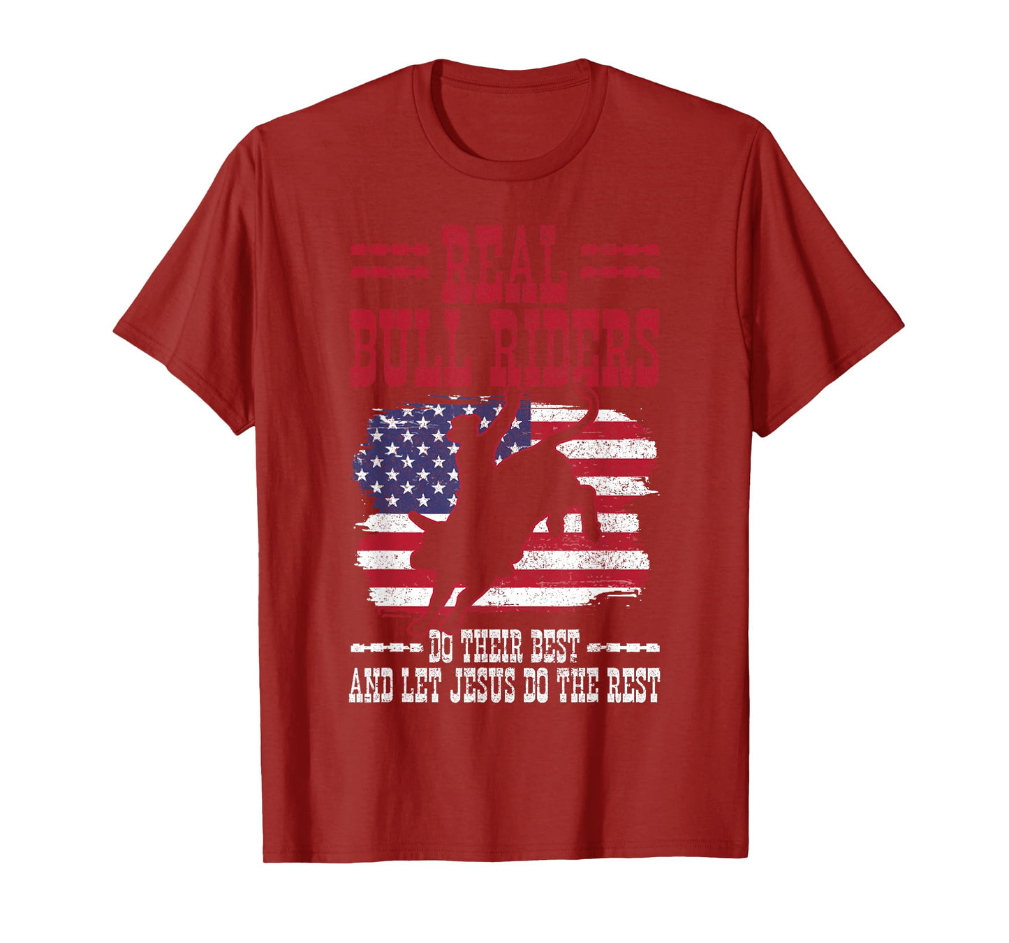 Bull Riding American Flag Rodeo Patriotic Christian Rider T-Shirt
