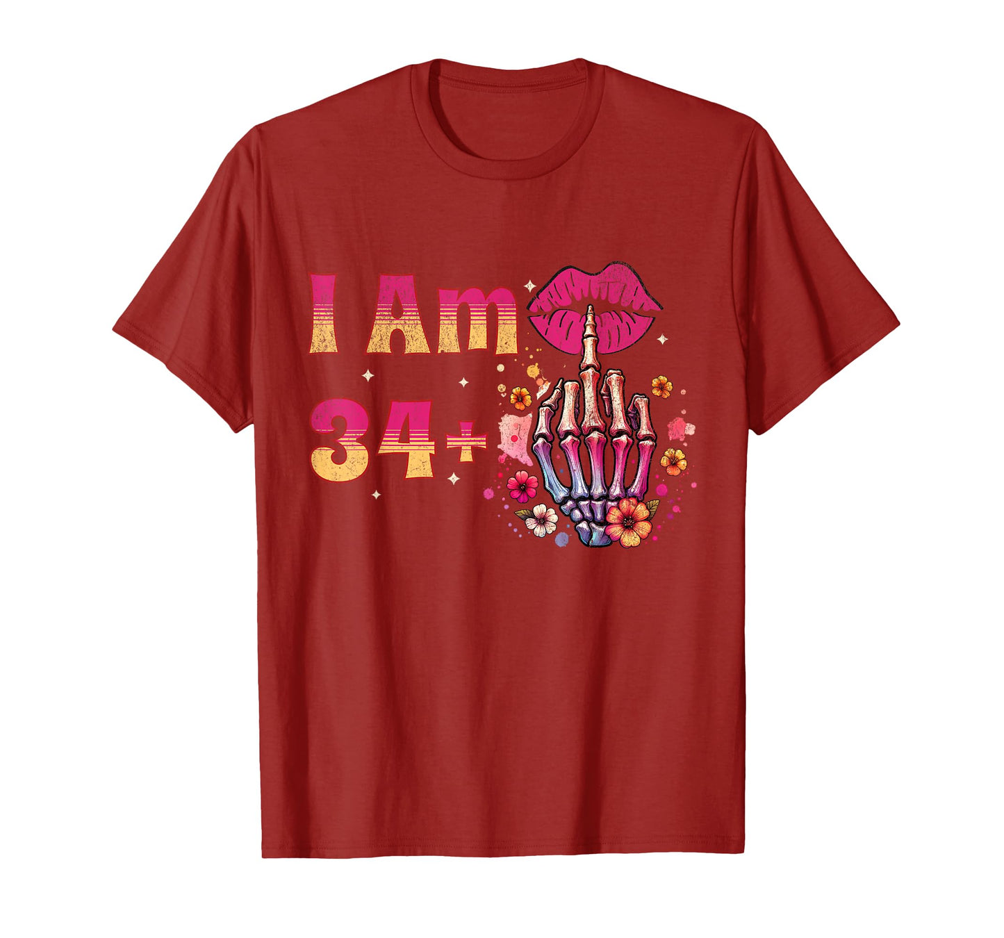 35th Birthday I Am 34 Plus 1 Middle Finger Vintage 34+1 T-Shirt