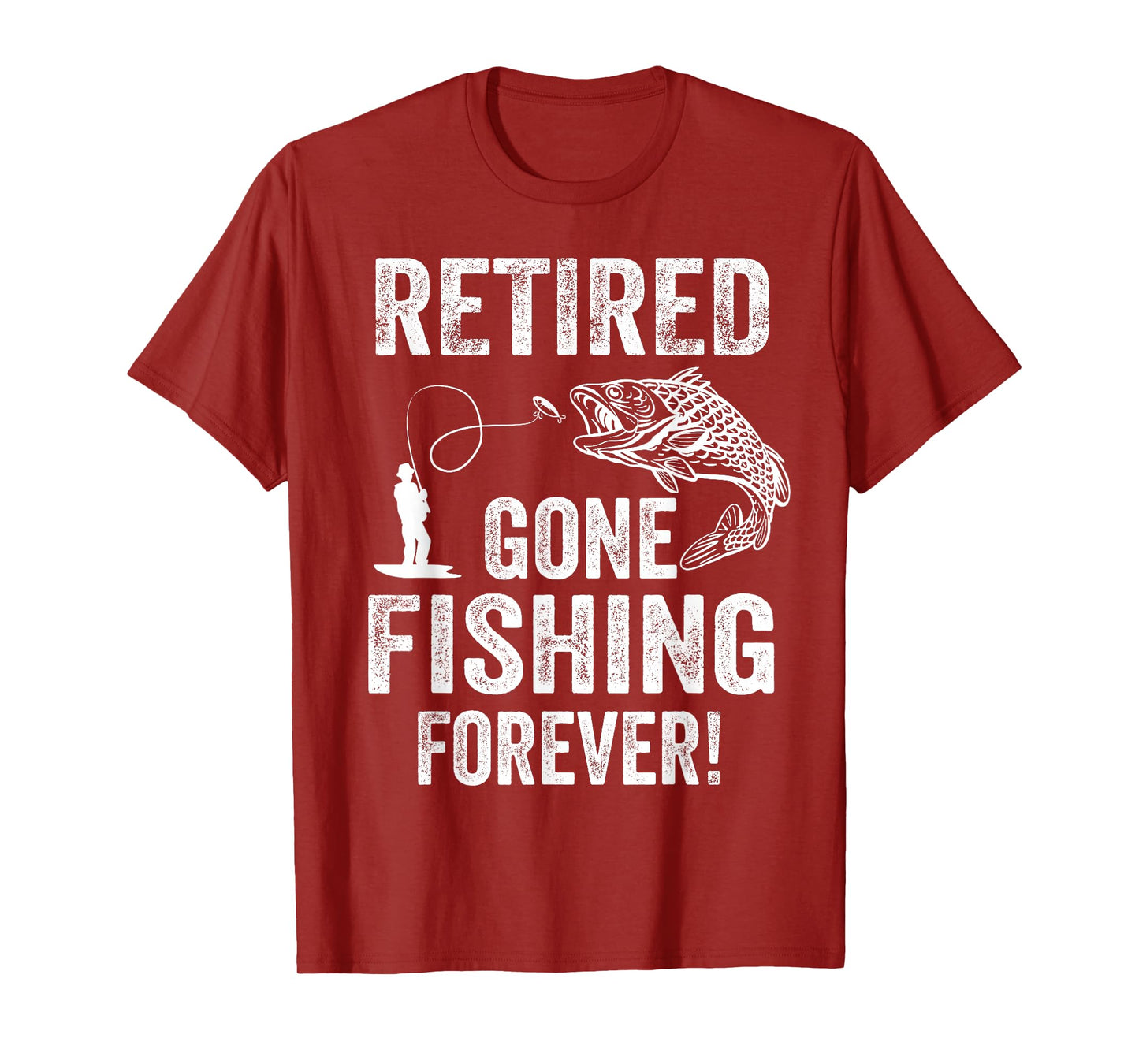 Humorous Retirement Gifts Fishing Quote Retired Gone Fishing Forever Retirement T-Shirt - Black, Small, Unisex, Short Sleeve, Crew Neck, Classic Fit, Polyester 100%, Distressed Modern Style, Imported