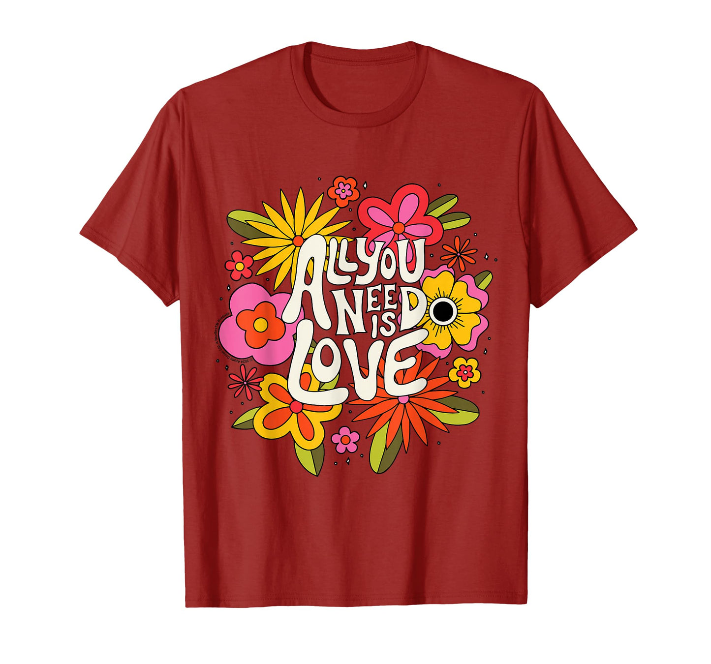 The Beatles - All You Need Is Love Retro Flowers T-Shirt