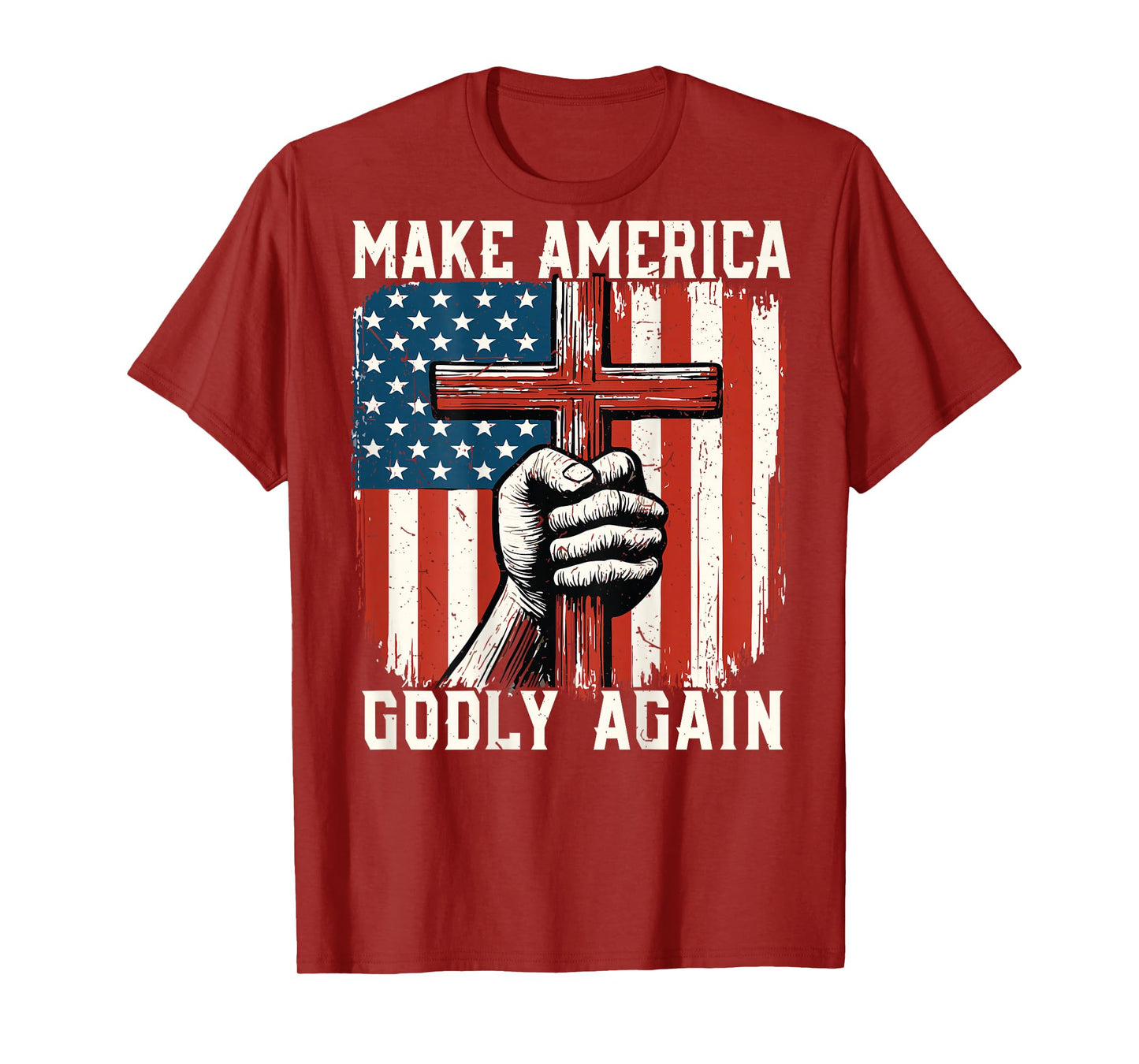 Jesus Make America Godly Again Patriotic Christian Faith T-Shirt