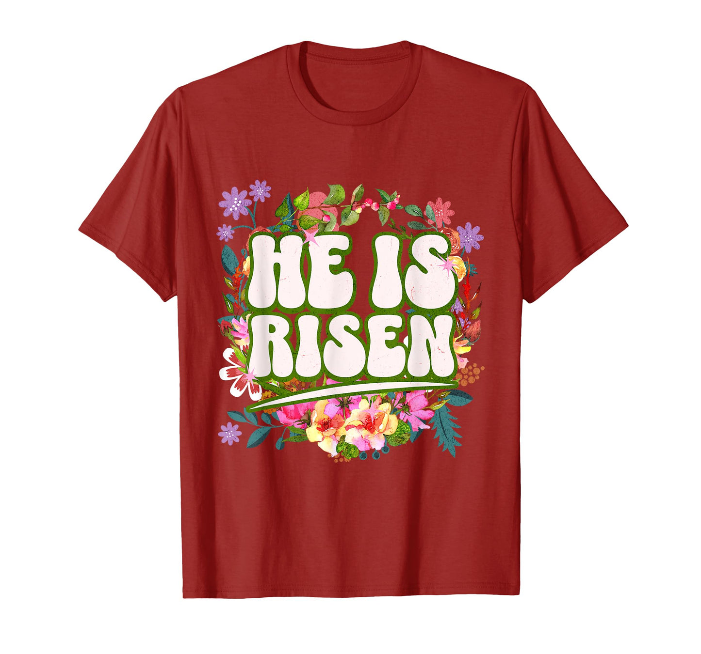 Retro Groovy Easter He Is Risen Christian Women Girls Kids T-Shirt