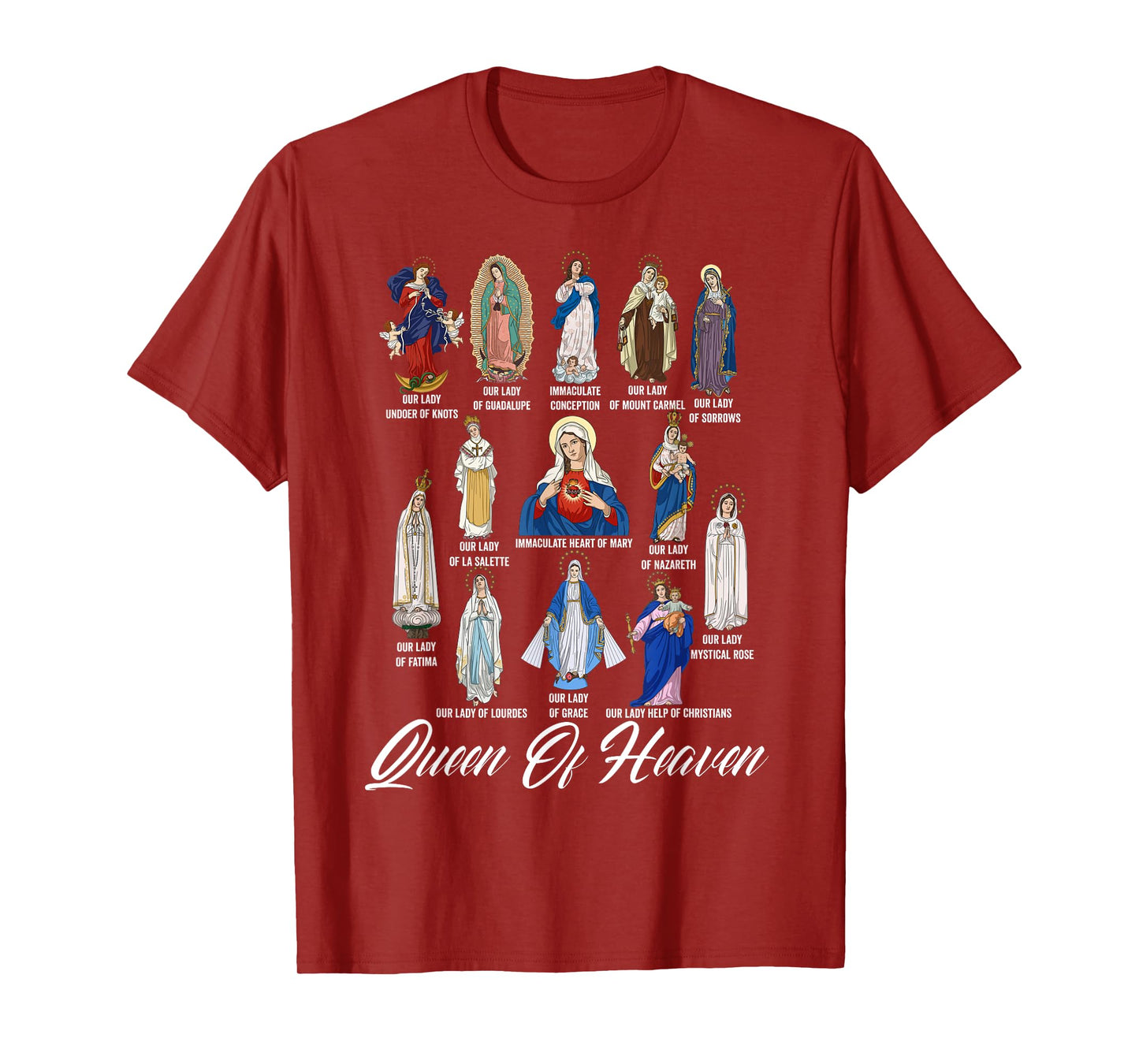 Our Lady The Blessed Mother Latin Marian Titles Catholic T-Shirt
