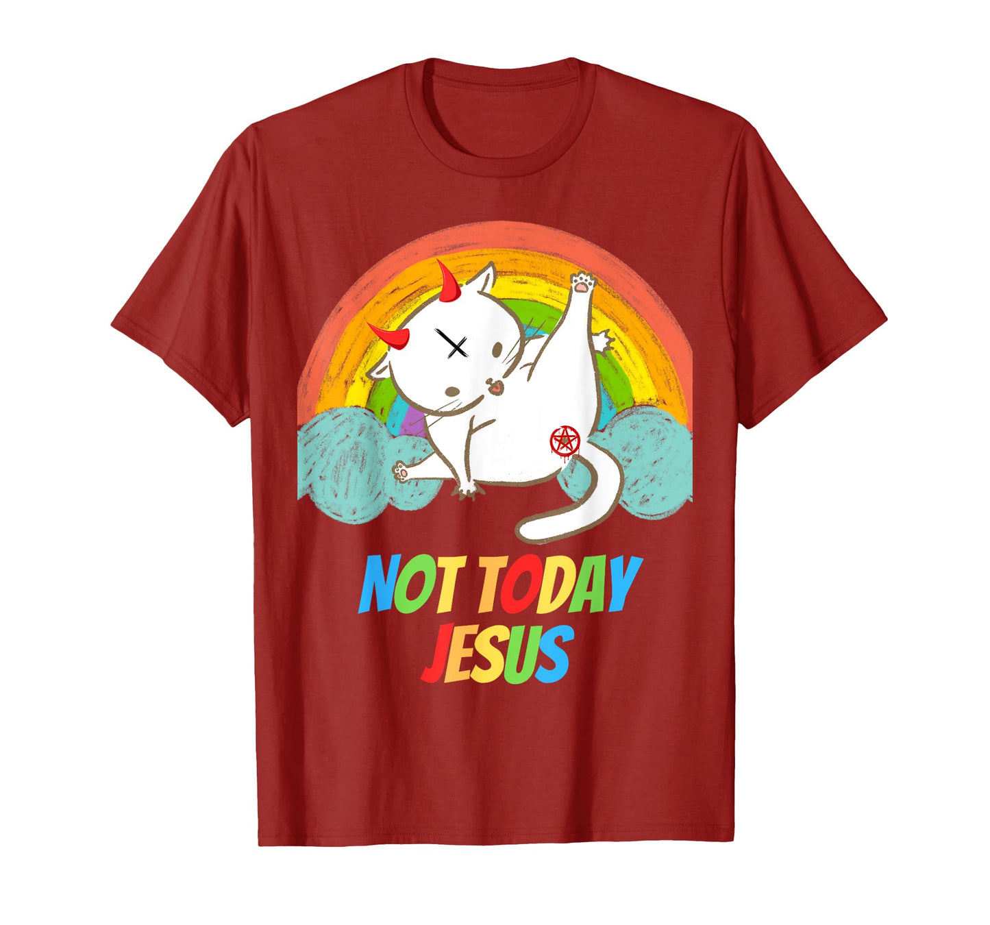 Lucifer Cat Pentagram Goat Satanist Atheist Symbol Today Not Jesus Devil Worship Funny Satanic Hail Satan Black T-Shirt