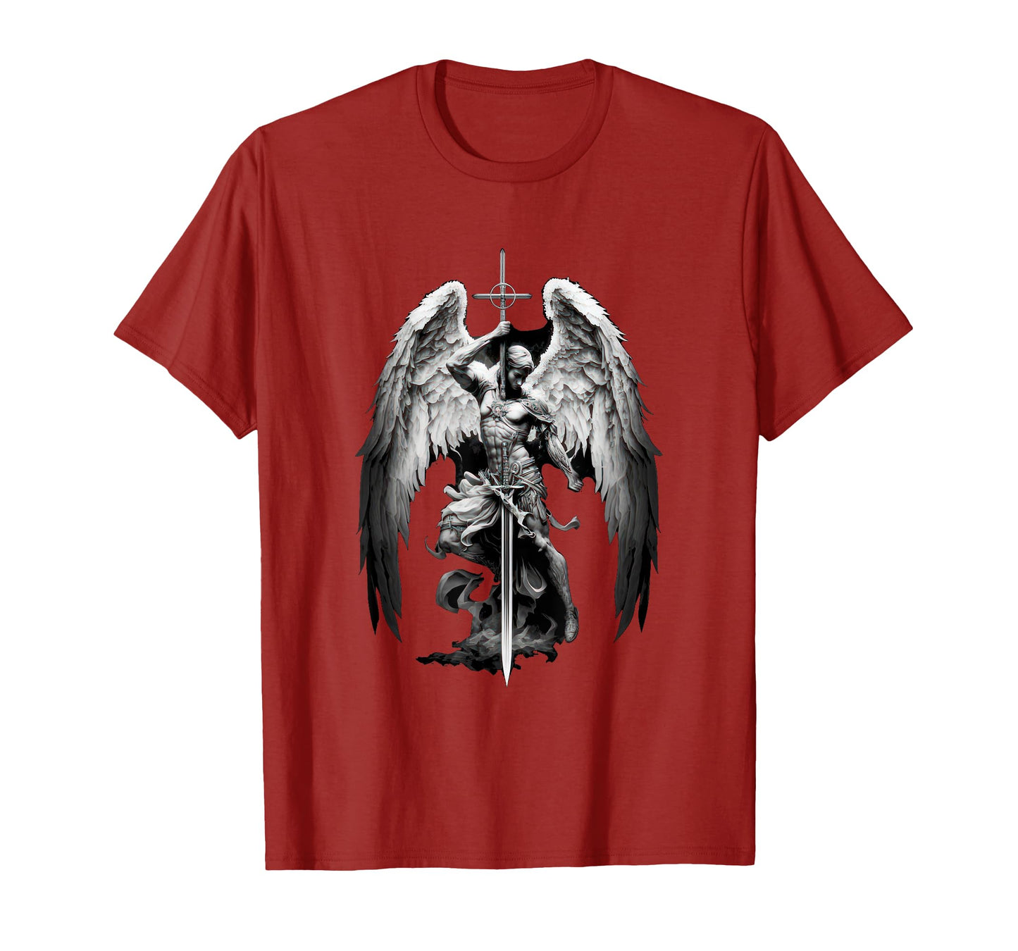 Gods Angel Gabriel Archangel with Sword, Cross and Wings. T-Shirt