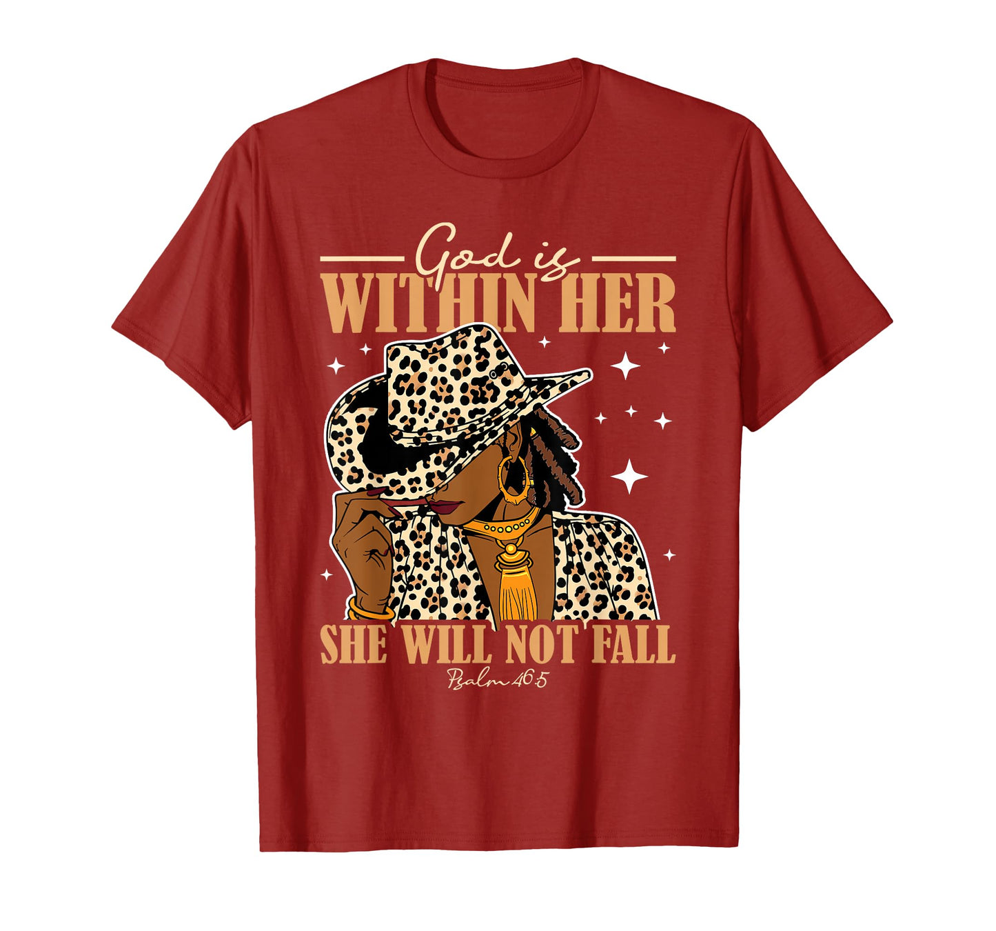 God Is Within Her She Will Not Fall Black Cowgirl Christian T-Shirt