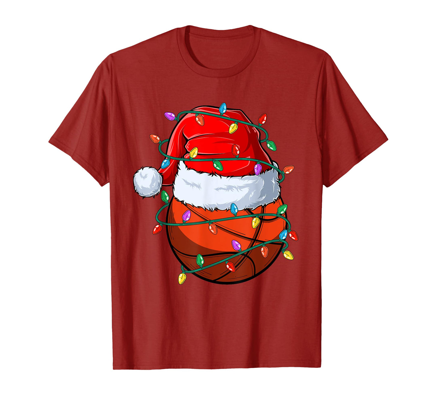 Christmas Basketball Xmas Santa Sports Hat Ball Kids Boy Men T-Shirt