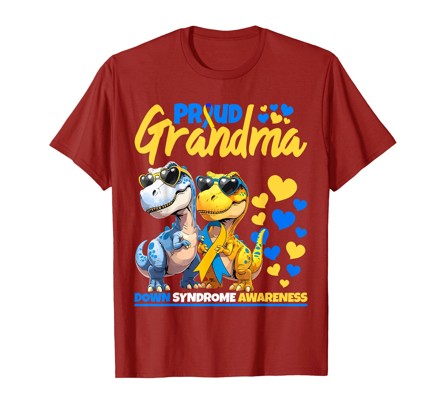 Proud Grandma World Down Syndrome Awareness Dinosaur T21 T-Shirt