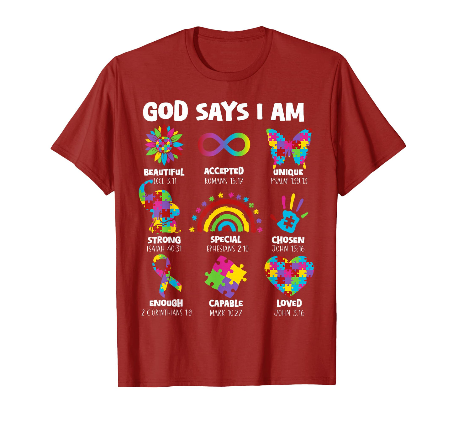 God Says I Am Autism Christian Boy Girl Kid Autism Awareness T-Shirt