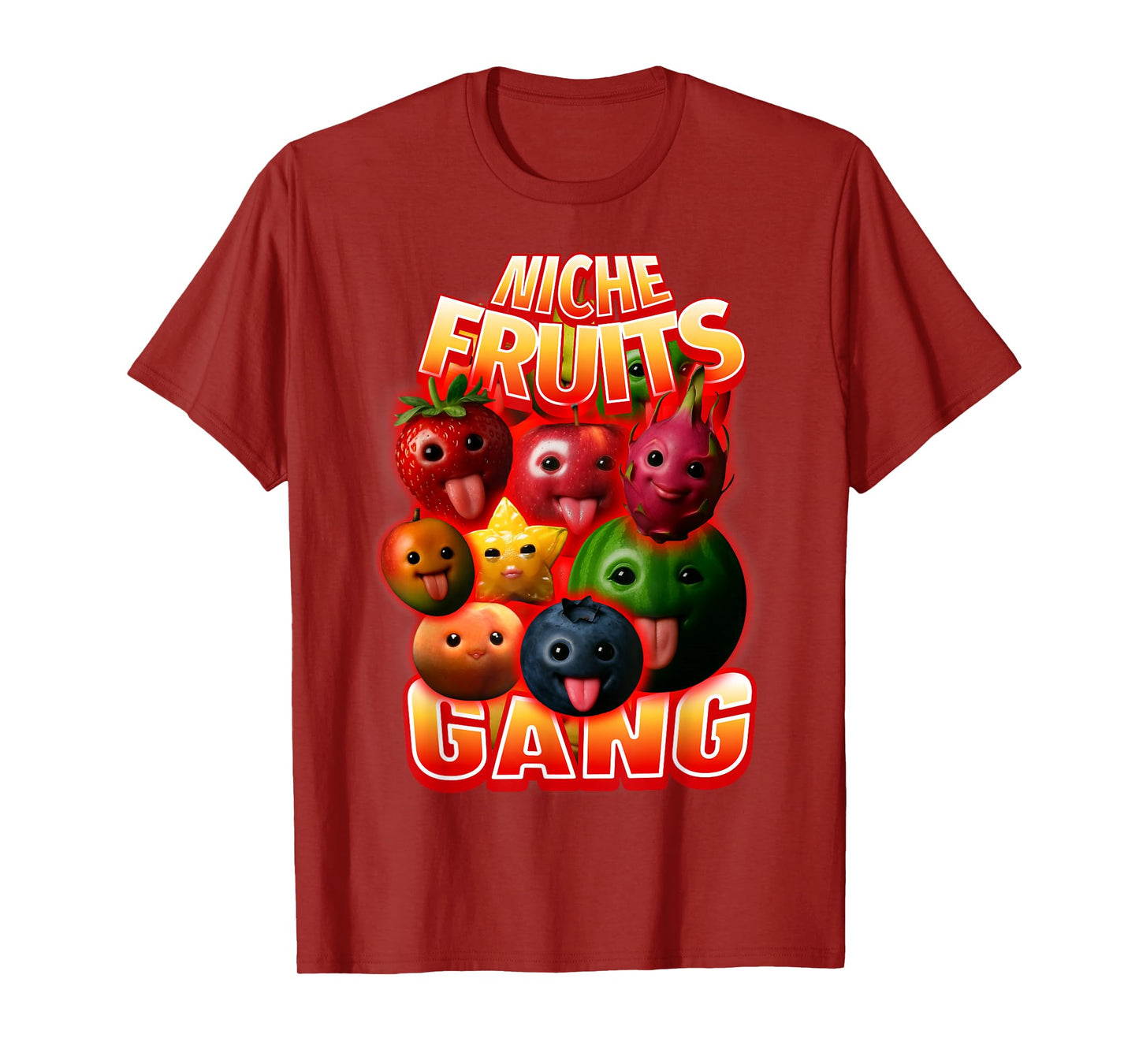 Funny Silly AI Fruits gen z Meme BrainRot Niche Fruits Gang T-Shirt