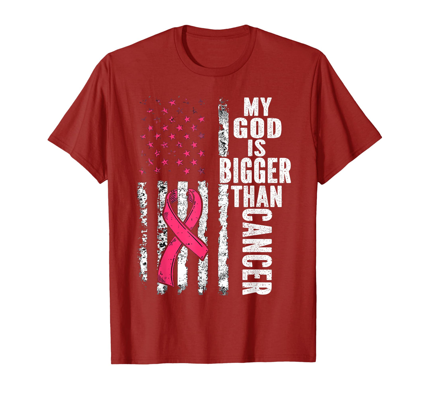 My God is Bigger Than Cancer Breast Cute Pink Ribbon Jesus T-Shirt