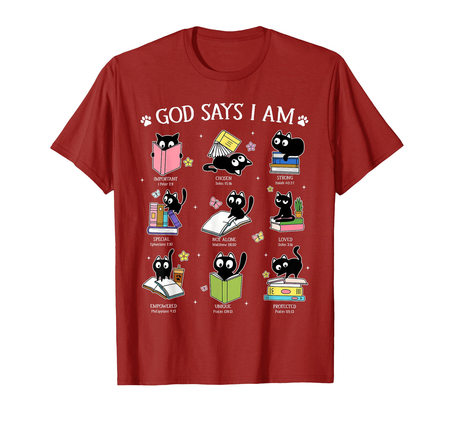 God Says I Am Cat Book Lover Christian Cute Jesus Girls Kids T-Shirt