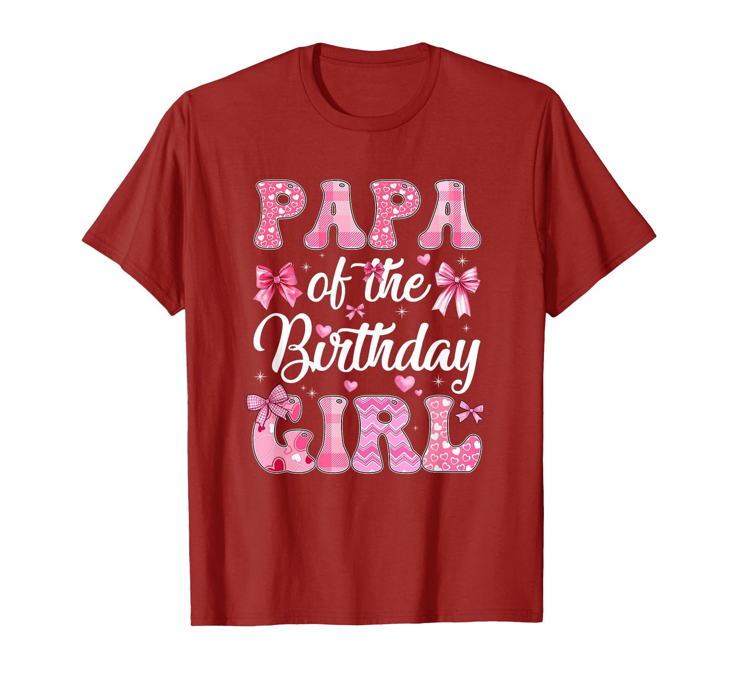 Papa Of The Birthday Girl Family Pink Coquette Bow T-Shirt