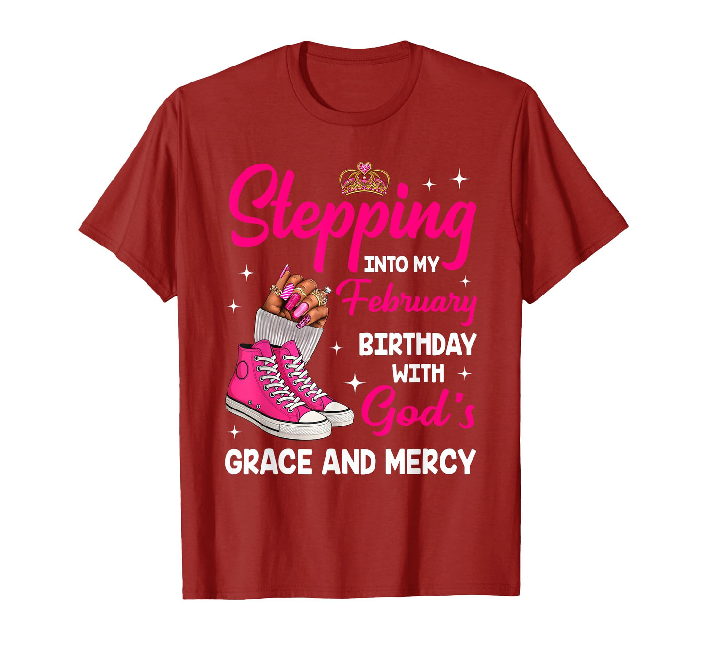 Stepping Into My February Birthday Afro Woman Melanin Queen T-Shirt