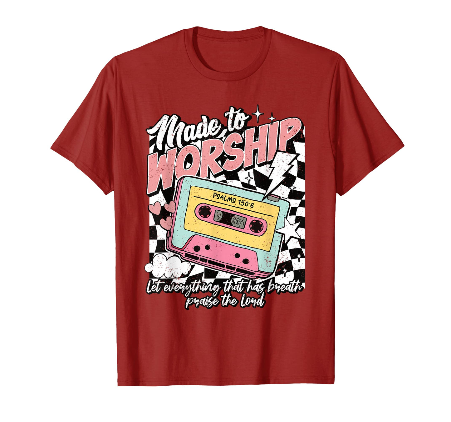 Retro Cassette Made to Worship Psalms 150:6 Christian Music T-Shirt