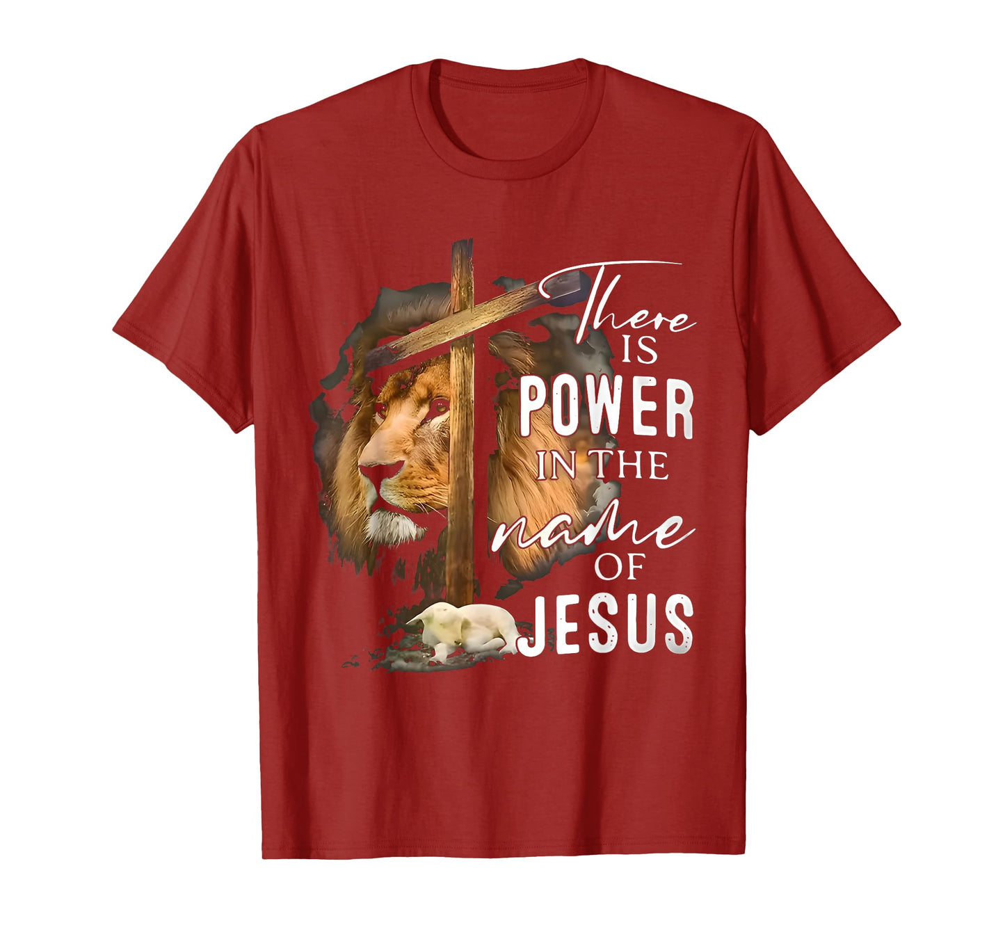 There is Power in the Name Jesus Faith Lion Christian Christ T-Shirt