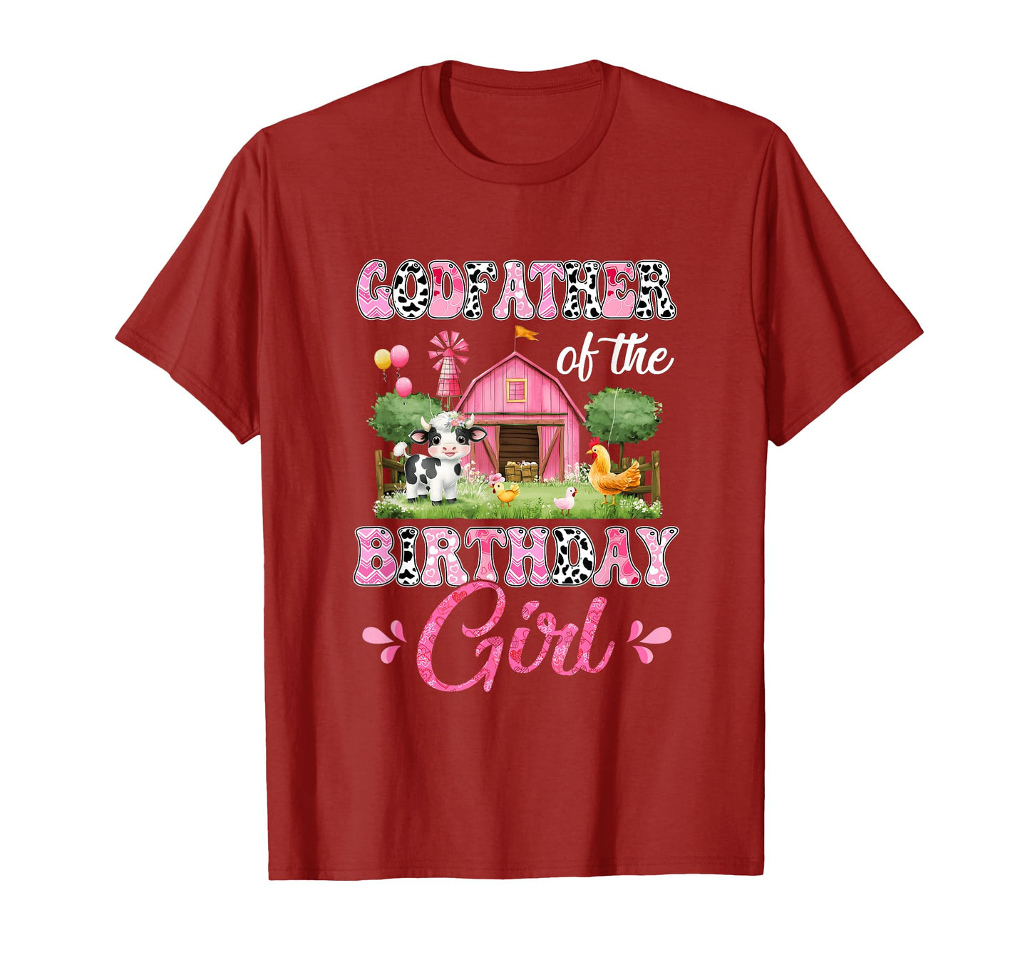 Godfather Of The Birthday Girl 1St Birthday Cow Farm Family T-Shirt