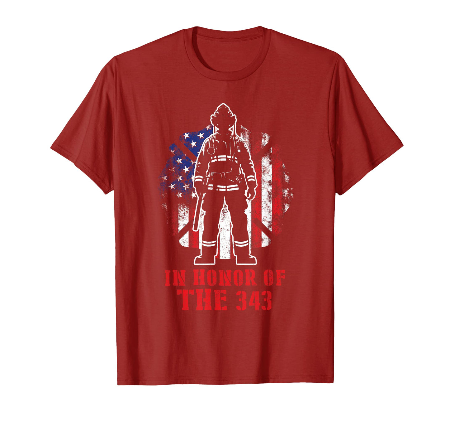 In Honor of The 343 Firefighter Fireman Firefighting Grunge T-Shirt