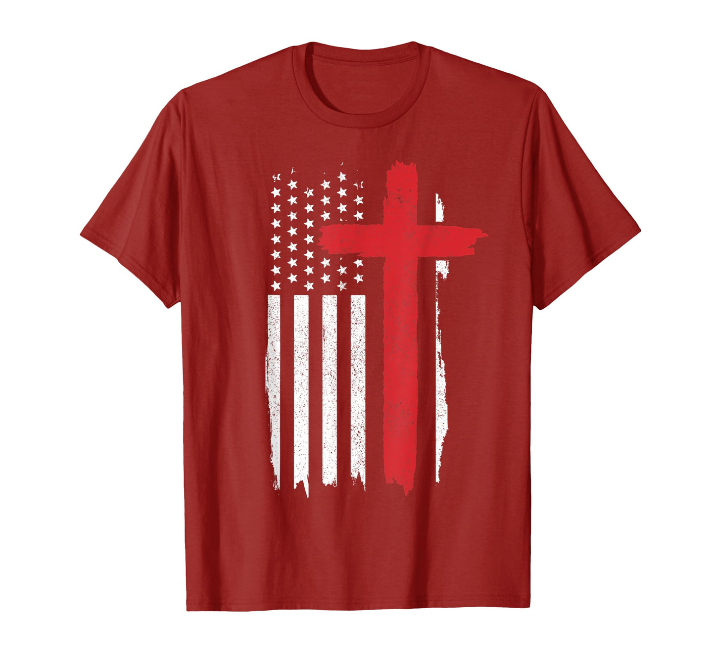 Patriotic Christian American Flag Cross Jesus Religious T-Shirt for Women Men
