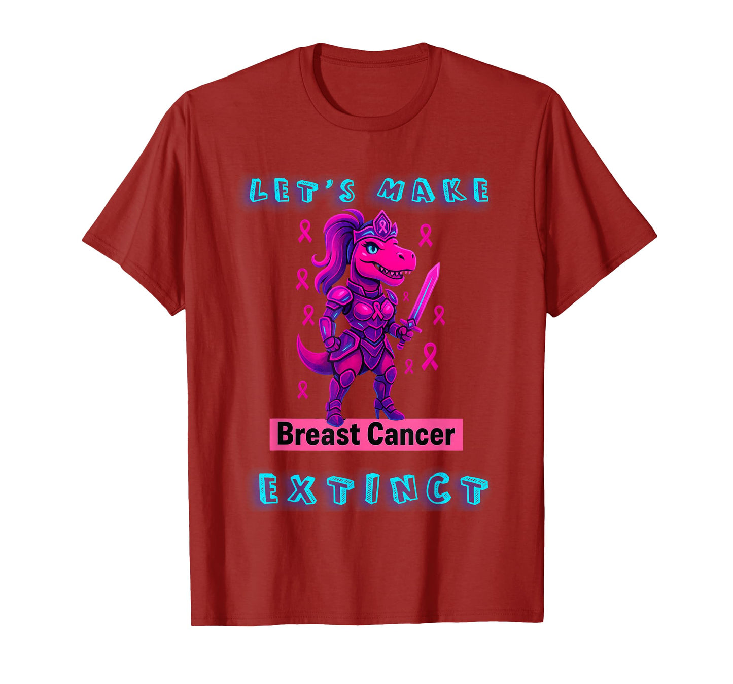 Let's Make Breast Cancer Extinct Pink Ribbon Dinosaur T-Shirt