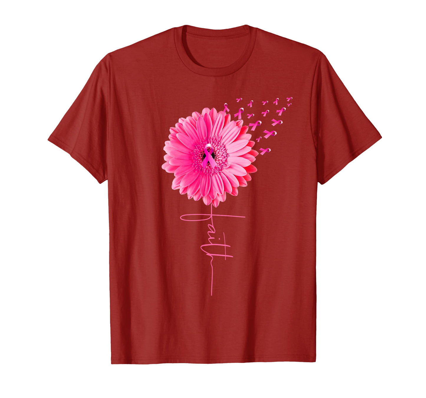 Pink Ribbon Daisy Faith Breast Cancer Awareness Month T-Shirt