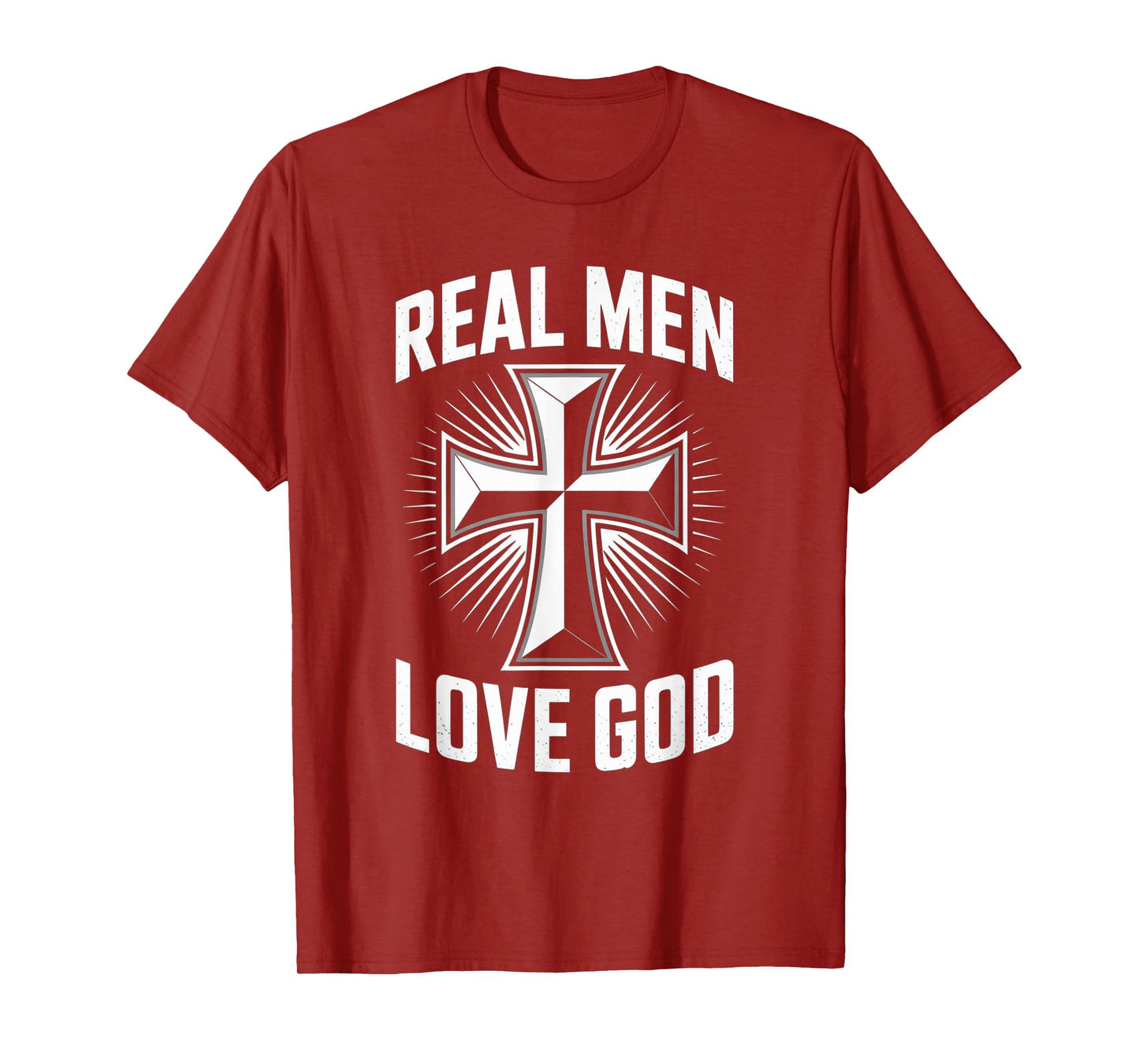 Retro Christian Cross Real Men Love God Matthew 22:37 T-Shirt