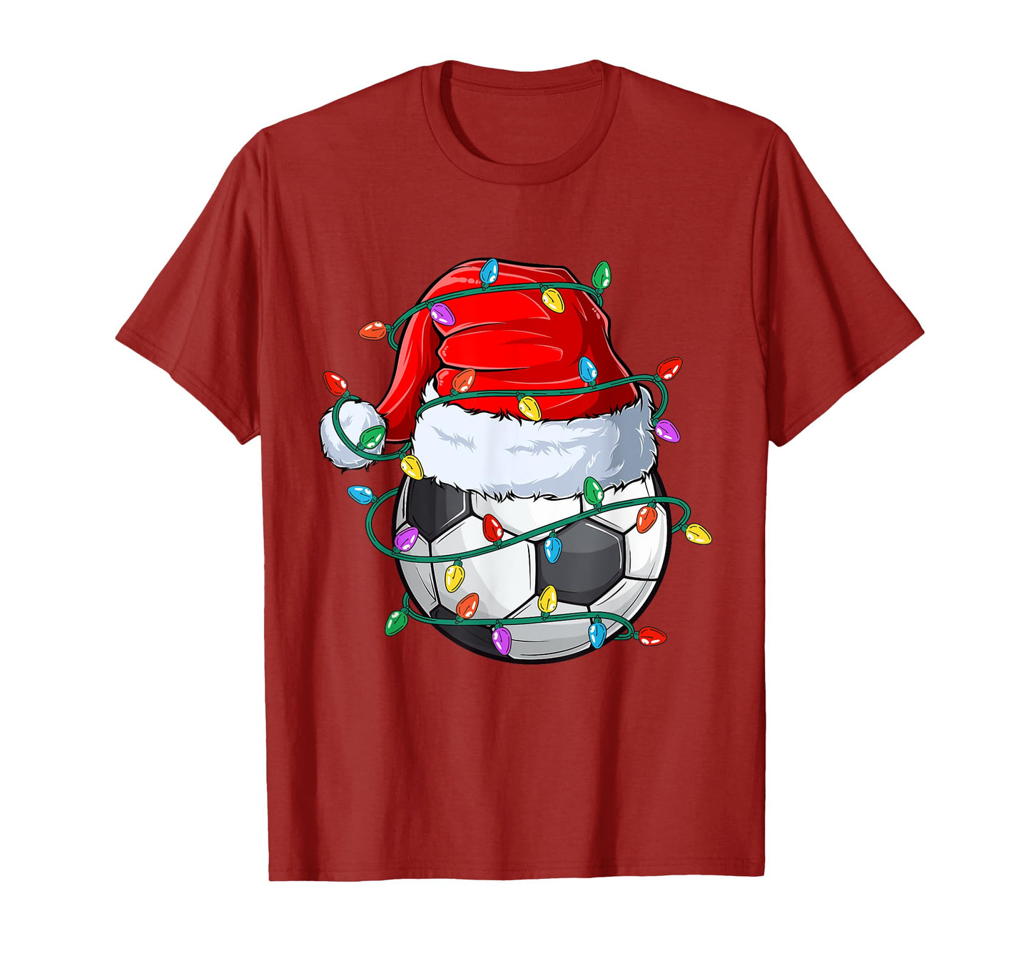 Christmas Soccer Xmas Santa Sports Hat Ball Kids Boys Men T-Shirt