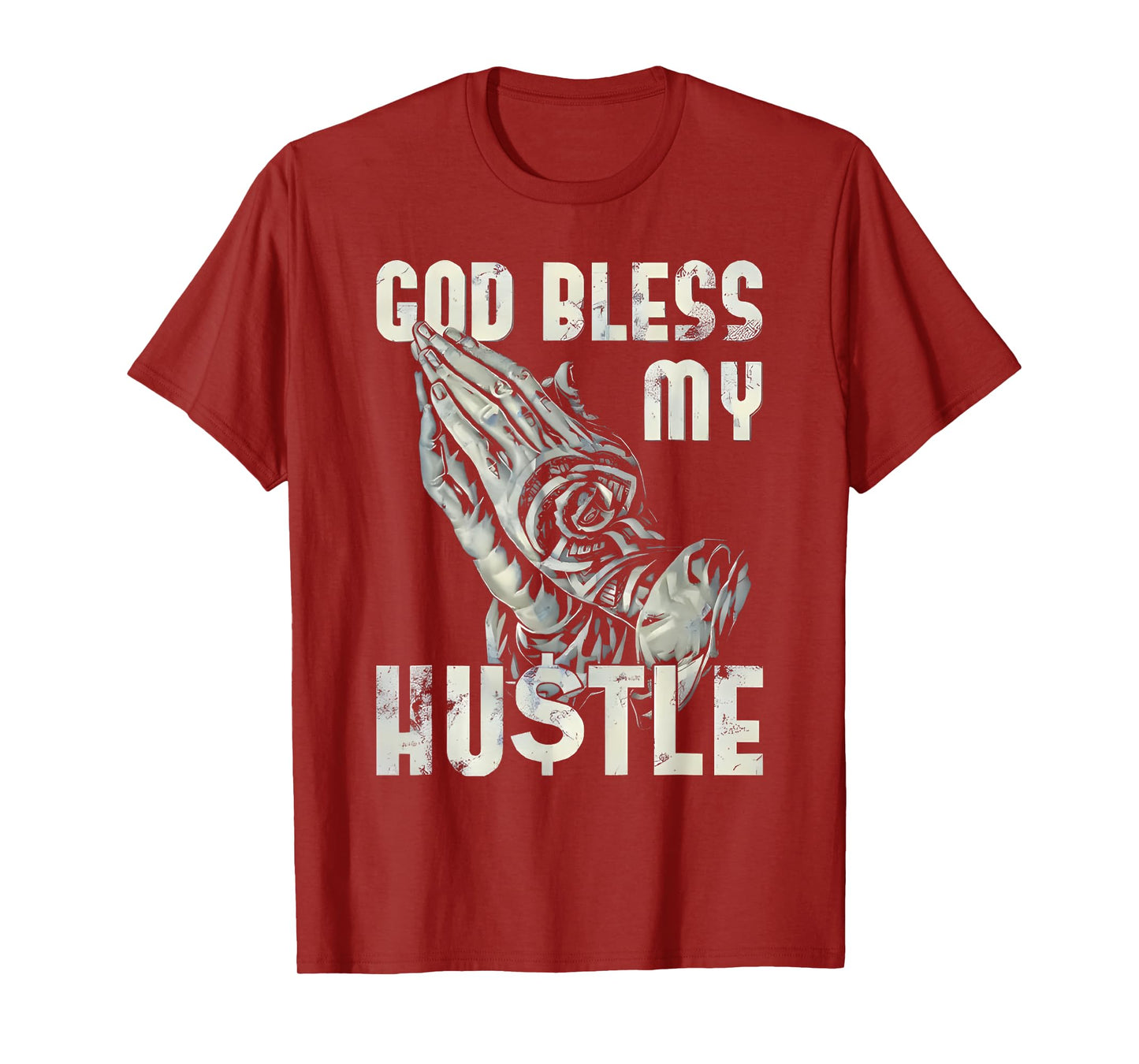 god bless my hustle retro praying hand christian jesus T-Shirt